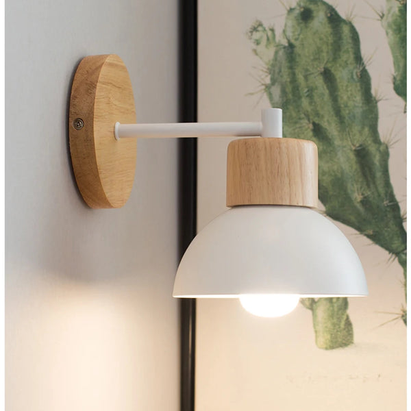 Nordic wooden LED wall lamp
