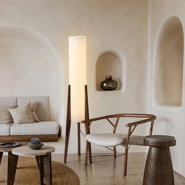Japanese retro solid wood Wabi-sabi floor lamp