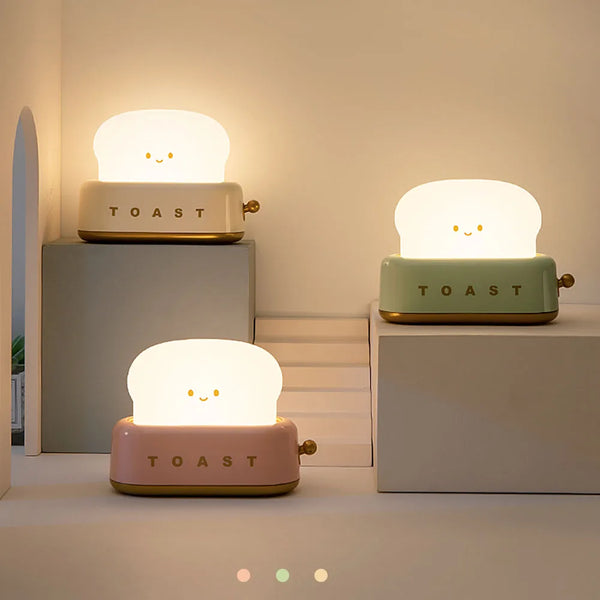 Portable LED Night Light with Timer and Cartoon Toast Bread