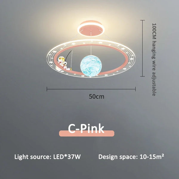 Round LED chandelier with astronaut light