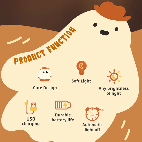 Cute Cartoon Mini LED Table Lamp USB Rechargeable