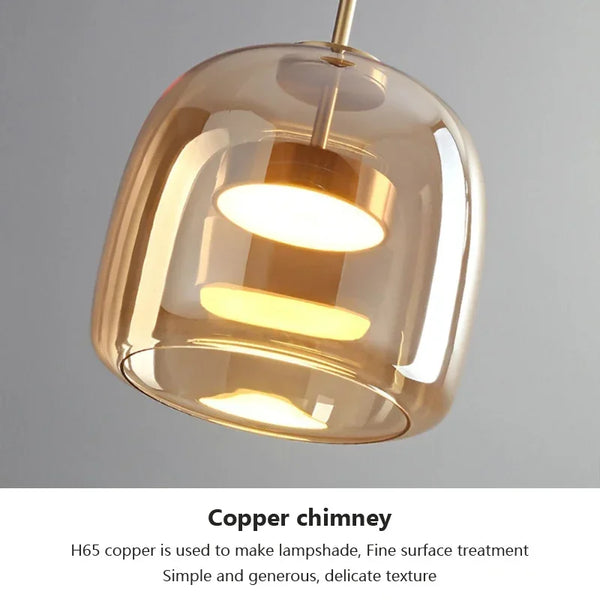 Modern LED pendant light, smoked glass 15/26/38 cm