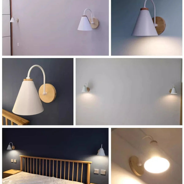 Nordic solid wood wall lamp