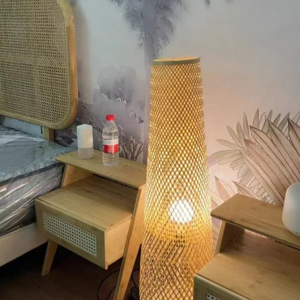 Japanese Wabi Sabi Style Floor Lamp Handmade Bamboo LED