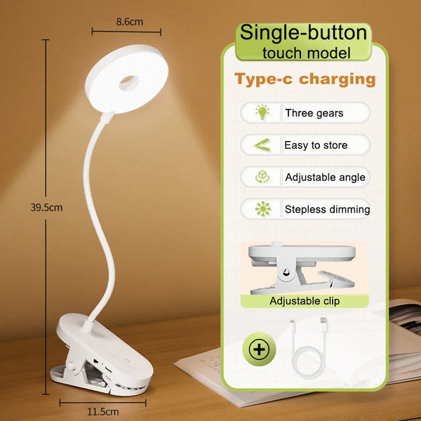 Portable LED table lamp with clip