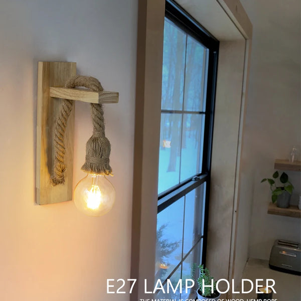 Wooden wall lamp with hemp rope Retor 110V 220V