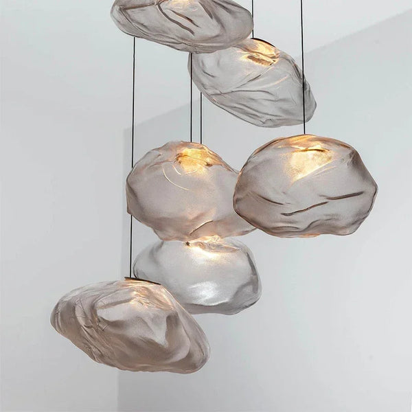 Smoky gray glass pendant light with modern cloud design, decorative blown glass pendant light