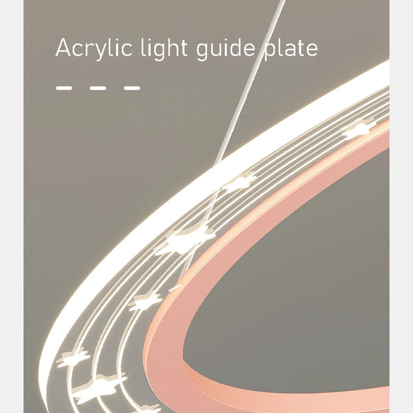 Round LED chandelier with astronaut light