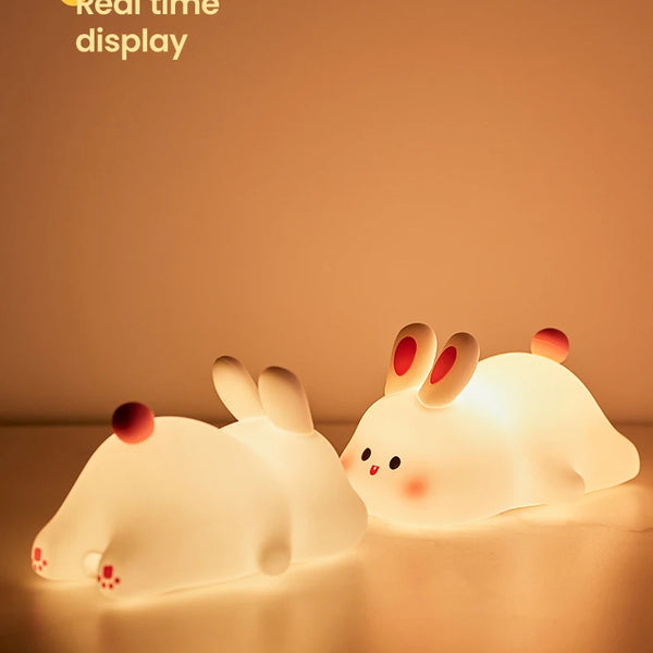 Cute silicone bunny lamp with big face