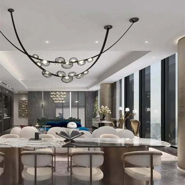 Nordic minimalist LED pendant light in leather and glass