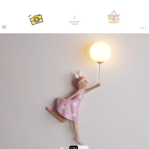 Cute pink ballerina wall lamps