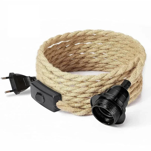 Pendant light accessories with hemp rope switch plug for home use