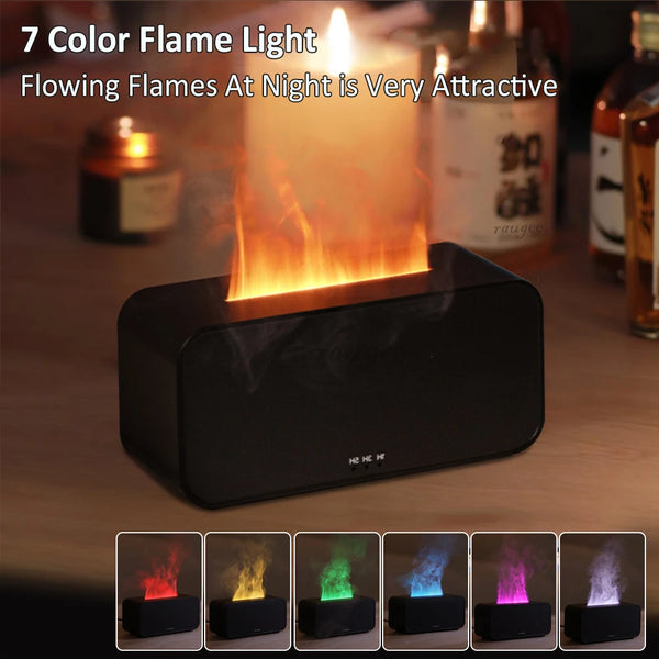 Air humidifier and aroma diffuser, essential oil humidifier, mini flame