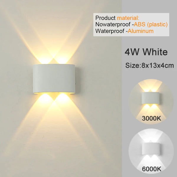 Modern LED wall light for indoor and outdoor use