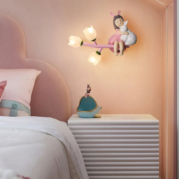 Cartoon Rechargeable Battery Wall Lamps Resin Animal