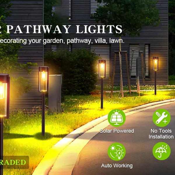 6/12-Pack Upgraded Solar Pathway Lights β Auto On/Off Outdoor Landscape Lighting