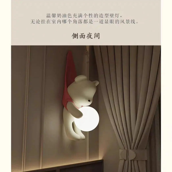 Wall lamp for children's room with bear design