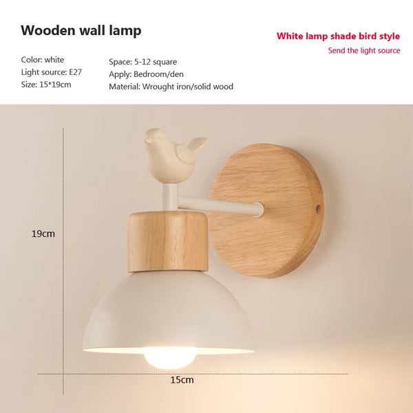 Nordic wooden LED wall lamp