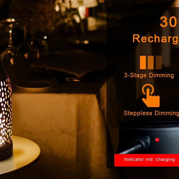 Wireless Portable Lantern, Long-Lasting Rechargeable Battery, Easy to Use, 3-Step Touch Adjustment LED Night Light