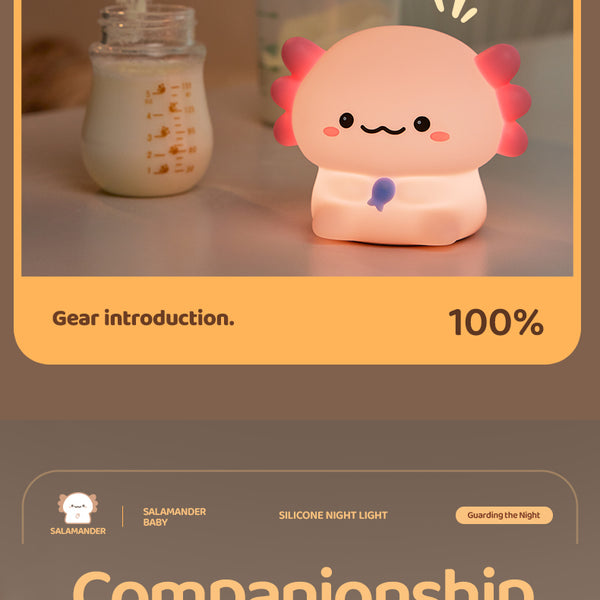 Big silicone lamp with baby axolotl salamander