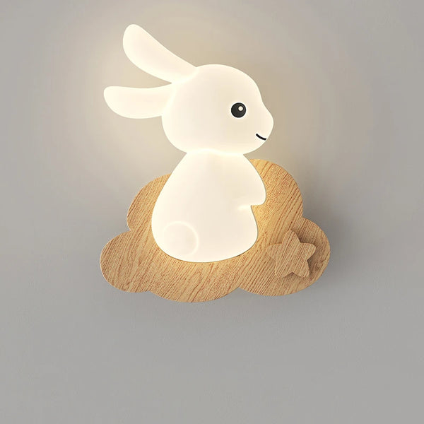 Nordic solid wood rabbit style wall lamps