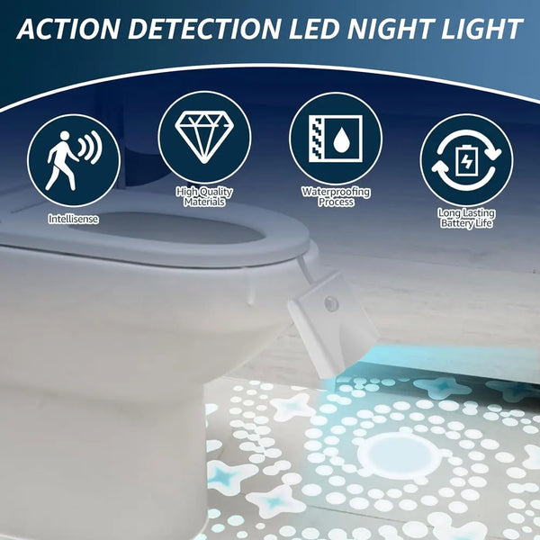 Color-changing, motion-activated bathroom nightlights