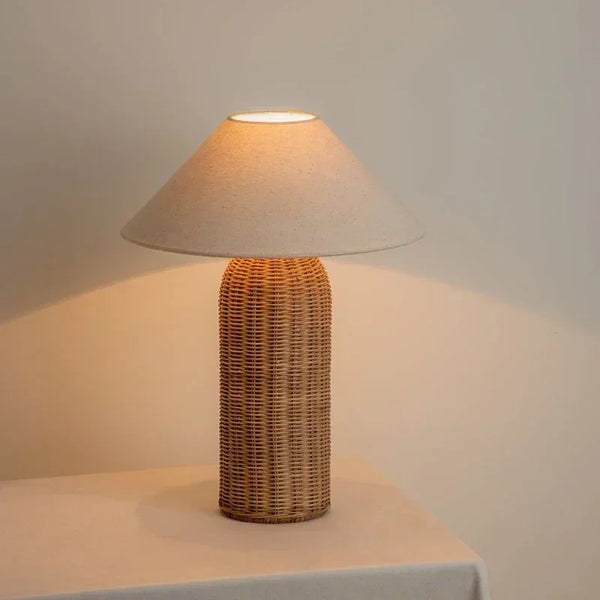 Retro Wabi-sabi Table Lamp, Medieval Wicker, Office Designer, Home Decor, Japanese Fabric Lamp