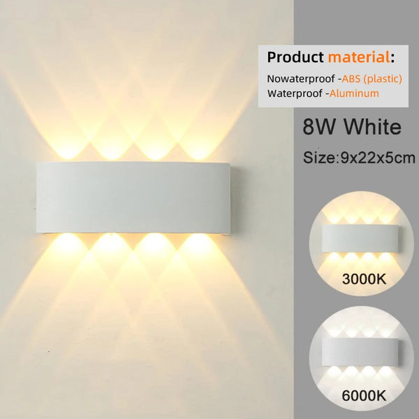 Modern LED wall light for indoor and outdoor use