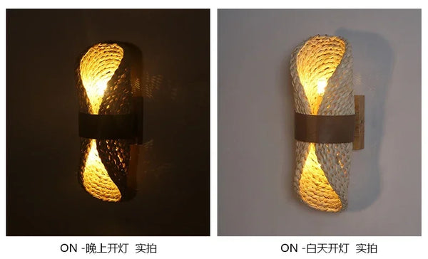Retro Japanese rattan wall lamp, handmade accessory
