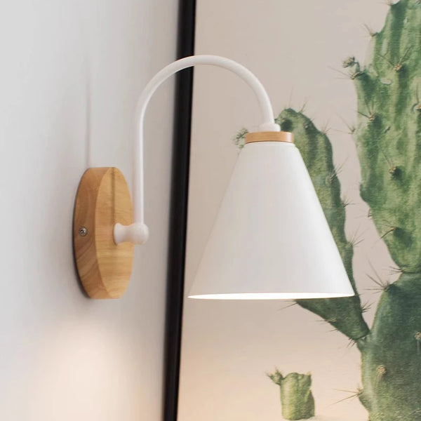 Nordic solid wood wall lamp