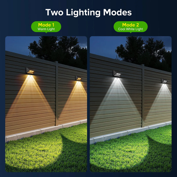 4-Pack Solar LED Fence Lights β Cool/Warm White for Outdoor Steps & Walls