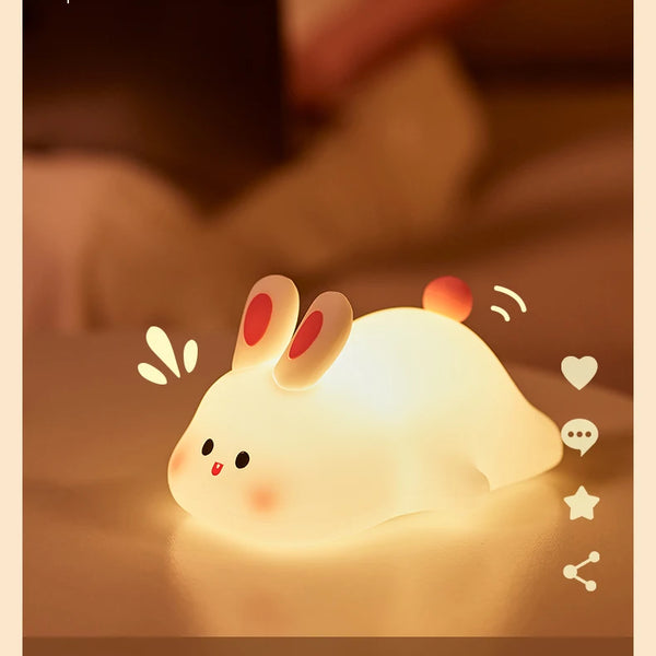 Cute silicone bunny lamp with big face