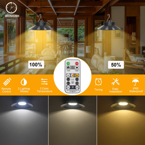 Solar pendant 1/2 units with remote control for indoor and outdoor areas