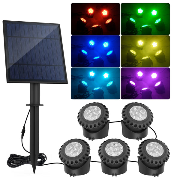 2/3/4/5PCS RGB Solar LED Underwater Lights – IP68 Waterproof Landscape Spotlights for Pool & Garden