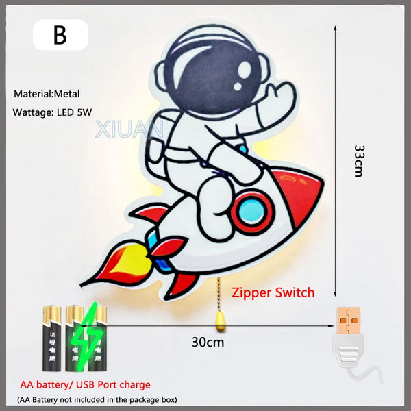 Wireless wall lamp with creative astronaut bulbs