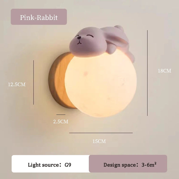 Cute bunny and bear wall lamps