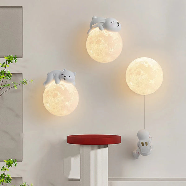Cute bunny and bear wall lamps