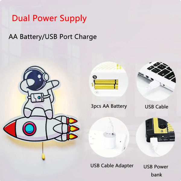 Wireless wall lamp with creative astronaut bulbs