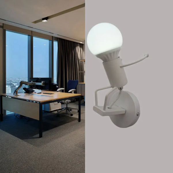Nordic creative small wall lamp, American retro style, iron and metal lights, simple robot design wall sconce