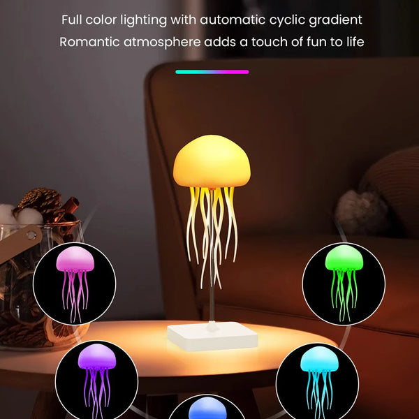 LED bedside lamp with jellyfish design, voice control