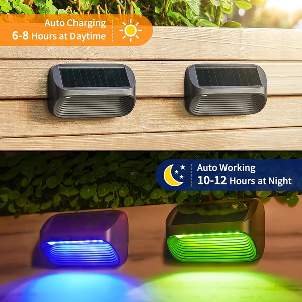 6/12 Pack Fence Lights Solar Powered, Auto On/Off, Solar Deck Lights for Outside Yard Fence Deck Wall Patio Decor
