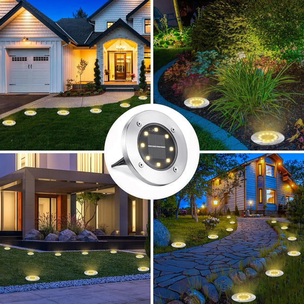 4/8PCS Solar Outdoor Lights β 8 LED Landscape Lighting in Cool & Warm White for Garden & Pathway