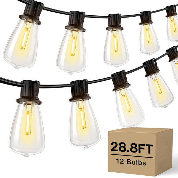 ST38/G40 Dimmable LED Outdoor String Lights – Connectable Warm 2700K Lighting for Porch & Backyard Ambience