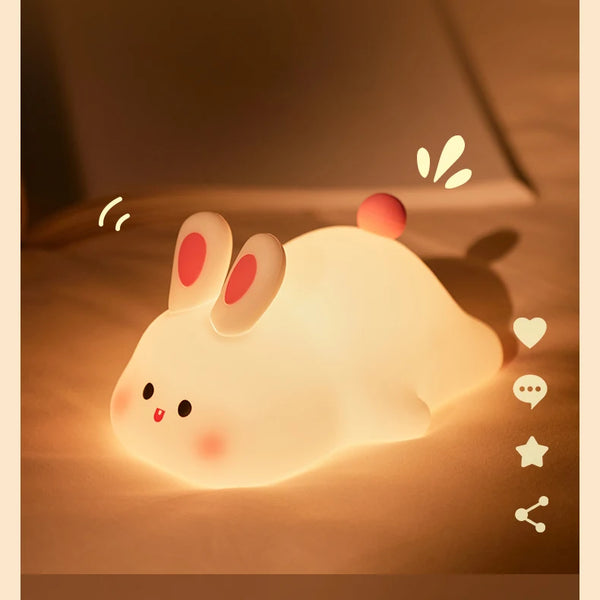 Cute silicone bunny lamp with big face