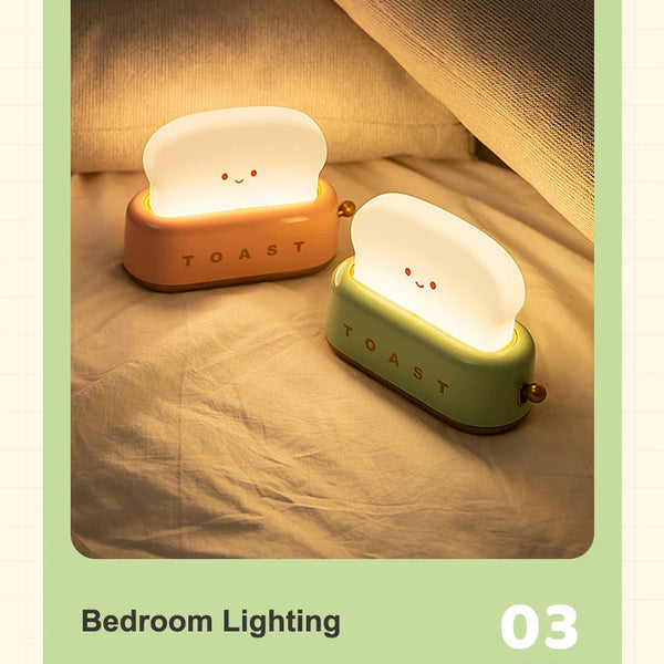 Portable LED Night Light with Timer and Cartoon Toast Bread