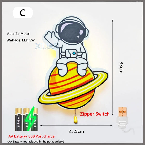 Wireless wall lamp with creative astronaut bulbs