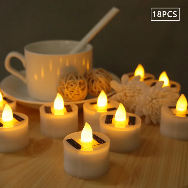 Flameless, Waterproof, Rechargeable Outdoor Solar Tea Light Candles