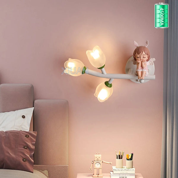 Cartoon Rechargeable Battery Wall Lamps Resin Animal