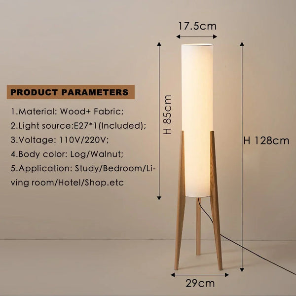 Japanese retro solid wood Wabi-sabi floor lamp