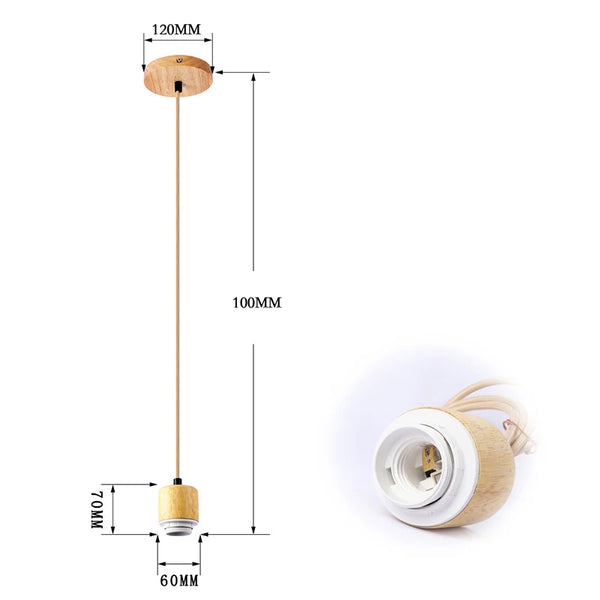 Natural color pendant lamp holder with single head screw socket